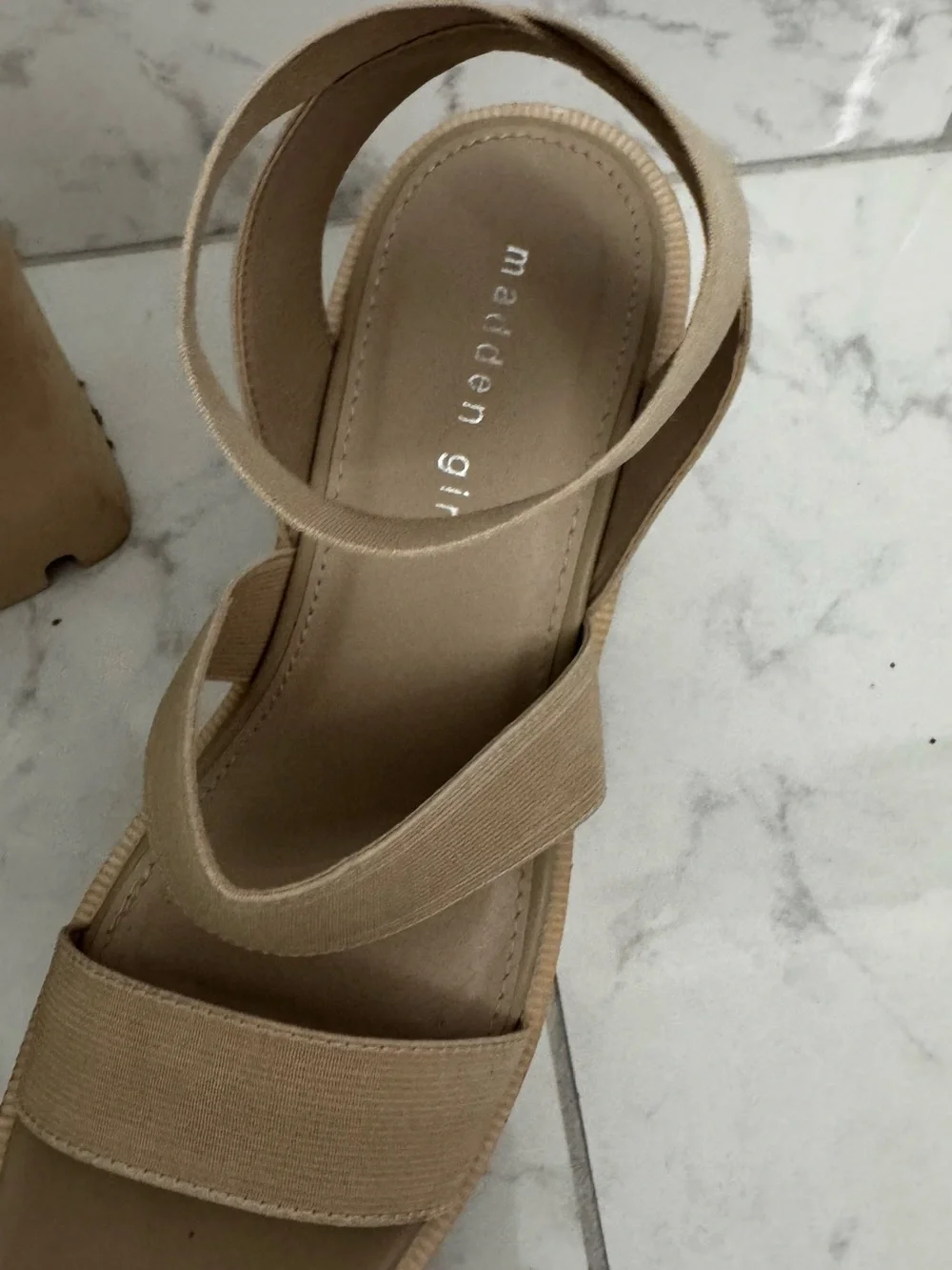 Madden Girl Neutral Tan Chunky Platform Strappy Sandals